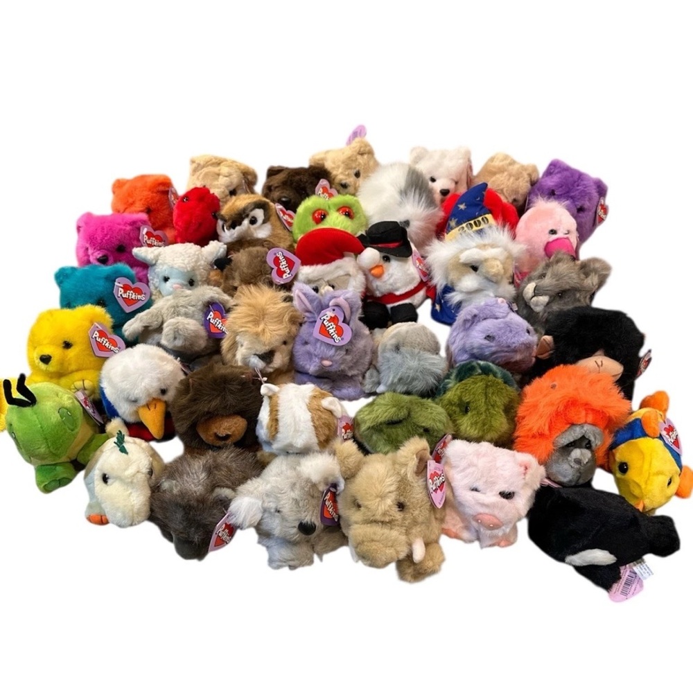 Vintage Swibco Puffkins Lot – Rare & Retired 90s/Y2K Plush Collection Lot of 43